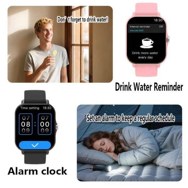 1.83-Inch Full Touch Silicone Strap Smart Sports Watch, Unisex Fitness Outdoor Pedometer, Multiple Watch Faces Available, Wireless Call, Multiple Sports Modes, Remote Camera, Alarm Function, TFT Display, Equipped with 260Mah Battery