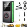 Portable Wireless Tire Inflator, 150PSI High-Pressure Air Compressor, 3x Faster Inflation, Digital Tire Pressure Display, 2000mAh X 2 High-Capacity Batteries, Auto-Stop When Full, Built-in LED Light, Multi-Function Inflation Nozzle