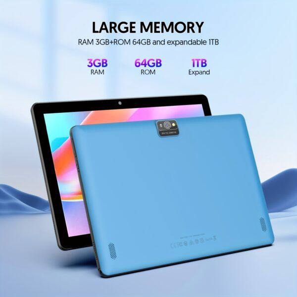 Android 13 2-in-1 Tablet with Keyboard, 4 Core Processor, 10.1 Inch, 7(3+4)GB RAM+64GB ROM, 1TB Expandable Storage, 6000mAh Battery, 5G WiFi 6, 2MP+8MP Dual Camera, 1280 * 800 FHD IPS Screen, Comes with Keyboard, Case, Stylus, And Pen.Stylus Without Electricity