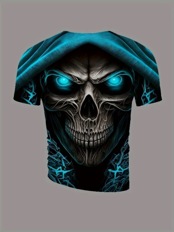 Men's Skeleton T Shirts 3d Print Skull O-Neck T Shirt, Halloween Oversized T-Shirt Short-Sleeve Tee Sportswear Men's Clothing Top