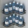 Rust-Resistant Corner Shower Rack - a Wall-Mounted Bathroom Organizer with Multiple Shelves for Shampoo, Conditioner, And Cosmetics, Featuring a Space-Saving Design And a Durable Black End, Suitable for Modern Bathrooms