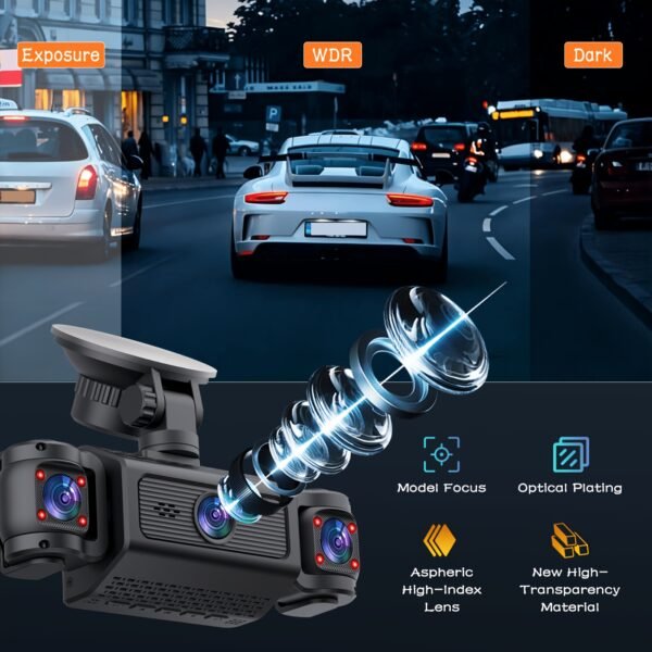 BCUOZ 360° Panoramic 3/4-Channel 1080P Full HD Ultimate Safety Dash Cam Set, 1080P Front + 720P Rear/Left/Right All-Round Coverage, 2.4" Quad-Screen Split Display, Super Night Vision, WDR, G-Sensor, Loop Recording - Auto Parts/ Car Dashboard Camera/