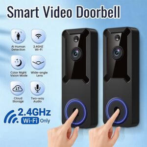 2pcs/1pc Smart Wireless Doorbell Camera System with Puvue App Compatible Indoor/Outdoor