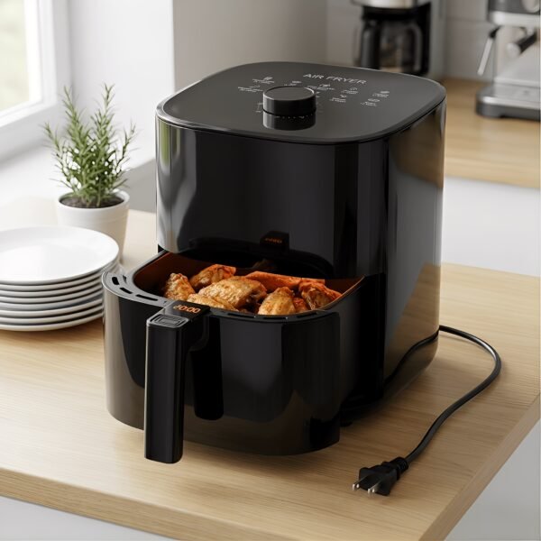 product-fancy-c95d7717-6381-416b-805e-7dc57c787faf 6-Quart Air Fryer - 8-in-1 Electric Hot Air Oven with LED Touchscreen, Non-stick Fry Basket, And 1350-watt Power. This Large-capacity Air Fryer Features 360° Hot Air Circulation, A Clear Touchscreen, And Integrated Heat-insulated Handles. Black.
