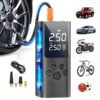 Portable Cordless Tire Inflator with Digital Gauge & LED Light, USB- Rechargeable Fast Air Compressor Suitable for Cars, Bikes, Motorcycles, Sports Equipment, USB- Air Pump for Car Tires, Tires, Emergency Inflation Device
