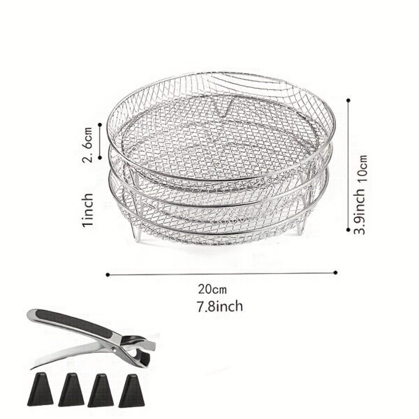 A Set of 8 Stainless Steel Air Fryer Dehydration Racks with Clips