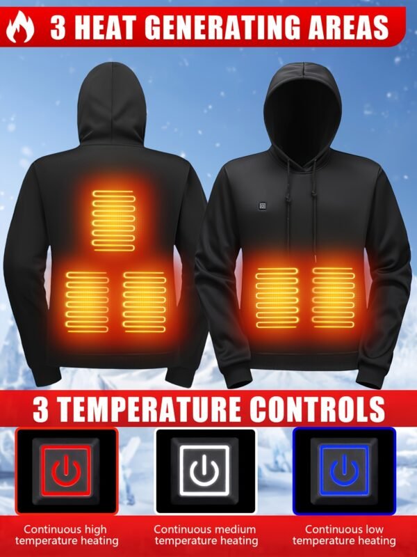 Men'S 5-Zone Heated Hooded Sweatshirt & Suit, Heated Coat, Heated Hoodie, Heated Vest Men, Mens Hoodies, Winter Coats For Men, Winter Gear, Heated Clothes, Heated Sweatshirt, Heating Coat, Winter Camping, Heating Vest, Heated Suit, Heating Clothes