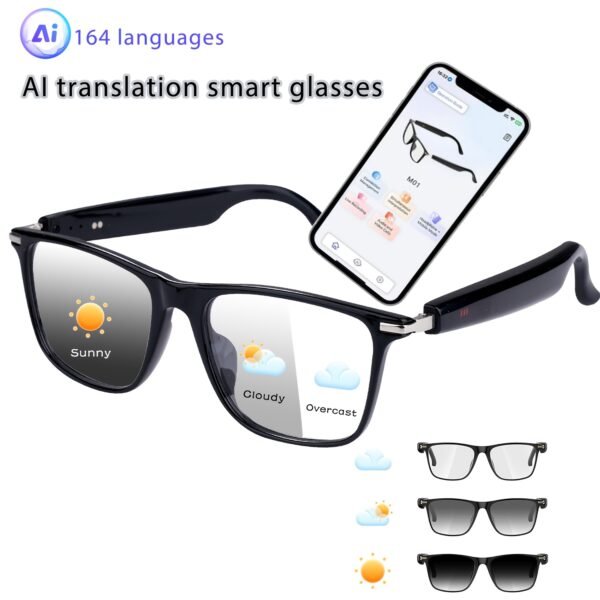 AI Smart Glasses, Smart Glasses With 160 Languages Real Time Translation Support, Chat GPT System, Hvesbsfsy New Multi-functional Audio Glasses For Men And Women, Built-in Microphone And Speaker, HD Voice Calls And HIFI Music Quality
