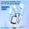 Wireless Earbuds 5.3, 24-Hour Battery Life, LED Power Display Transparent Charging Case, Cute Light Blue In-Ear Headphones, Suitable for Women And Girls, Ideal for Sports, Travel, And More, Compatible with Iphone And Android Devices