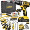 [21V Cordless Drill Set] 1/18/30/32/35/136/148pcs Electric Drill Tool Box Set | Rechargeable Cordless Drill Set with 2 Batteries, Cordless Drill Driver with Hand Tools, Screwdriver, Bit Set, And Tool Box for Home Repair, Gift for Men