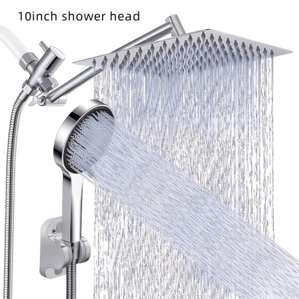 product-fancy-cf529789-009e-496c-842d-d615bf8f22f2-1 Shower Head, High Pressure Rainfall/Handheld Shower Combo with 13inch Extension Arm, Various Settings, Anti-leak Shower Head with Holder, Height/Angle Adjustable, Chrome, Matte Black