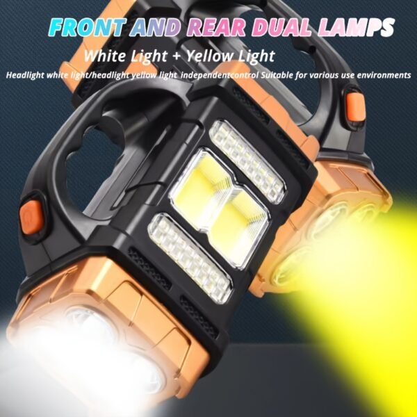 Solar & USB Rechargeable LED Lantern Flashlight, 1800Mah Nickel Battery, Tactical COB Work Light, 4 Modes, Emergency Power Bank Function, Portable for Camping IPX4 Waterproof(1/2pcs Optional)