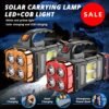 Solar & USB Rechargeable LED Lantern Flashlight, 1800Mah Nickel Battery, Tactical COB Work Light, 4 Modes, Emergency Power Bank Function, Portable for Camping IPX4 Waterproof(1/2pcs Optional)