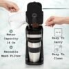 Single Cup Drip Coffee Maker Comes with a Portable 14.2Oz Stainless Steel Cup, Featuring a Removable Filter Basket, Sleek Black End, Automatic Warming, And 750W Power
