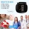 Automatic wrist blood pressure monitor, featuring an adjustable cuff, heart rate monitoring, irregular heartbeat alerts and a built-in rechargeable lithium battery. Suitable for blood pressure management in patients with hypertension.