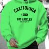 Men'S New Fashion United States Los Angeles California EST.1776 Letter Print Casual Sweatshirt Trendy Drawstring Hoodie Fall Winter Top Comfortable Versatile Long Sleeve Hooded Sweater