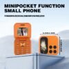 Mini Flip 2G Network Phone, New Xingyu Orange Color, Dual-SIM Dual-standby, Clear Calls, Back-side Flash Screen Reminder Function, 1000mAh Large Capacity, 72-hour Standby Time, Supports Multiple Languages/Bluetooth/music Playback/FM Radio Functions