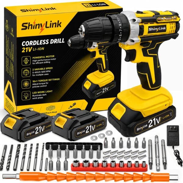 [21V Cordless Drill Set] 1/18/30/32/35/136/148pcs Electric Drill Tool Box Set | Rechargeable Cordless Drill Set with 2 Batteries, Cordless Drill Driver with Hand Tools, Screwdriver, Bit Set, And Tool Box for Home Repair, Gift for Men