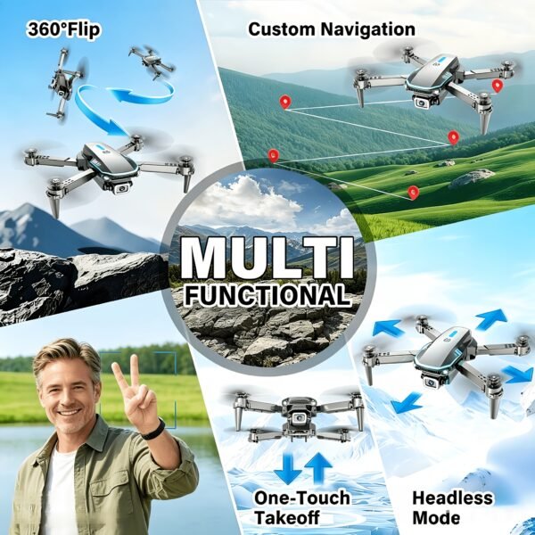 Foldable RC Quadcopter for Teenagers, Easy-to-Fly Entry-level Drone with Optical Flow Hover, 360° Fun Stunt Flips, One Key Takeoff Landing, Headless Mode, Crash Resistant for Casual Play, Perfect for Hanging Out with Friends, Great Birthday Gift