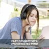 KVIDIO Bluetooth 6.0 Wireless Headphones, 65 Hours Playtime, Sealed Type, Microphone Included, Soft Earmuffs &Light Weight for Prolonged Waring for PC/Travel/School/iPad