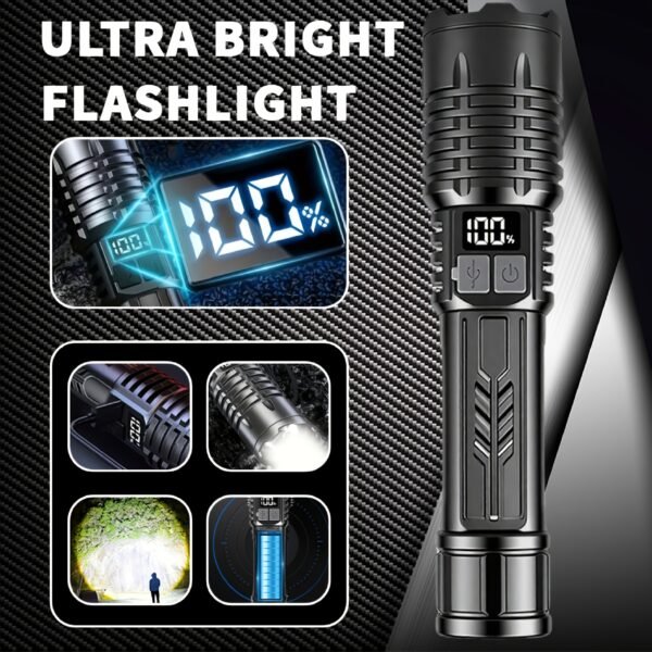 4-Pack Tactical Survival Kit Must Have: Super Bright Rechargeable LED Flashlights Set, Zoomable Spotlight & USB Charging For Emergency Preparedness, Power Outage Supplies, Camping Gear, Perfect Men Gifts