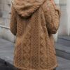 Solid Color Double-Sided Plush Zip-Up Hooded Cardigan Women's Casual Mid-Length Plush Coat for Autumn and Winter