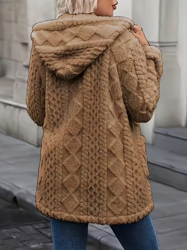 Solid Color Double-Sided Plush Zip-Up Hooded Cardigan Women's Casual Mid-Length Plush Coat for Autumn and Winter