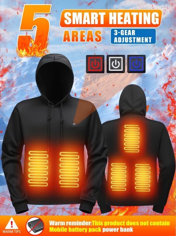 Men'S 5-Zone Heated Hooded Sweatshirt & Suit, Heated Coat, Heated Hoodie, Heated Vest Men, Mens Hoodies, Winter Coats For Men, Winter Gear, Heated Clothes, Heated Sweatshirt, Heating Coat, Winter Camping, Heating Vest, Heated Suit, Heating Clothes
