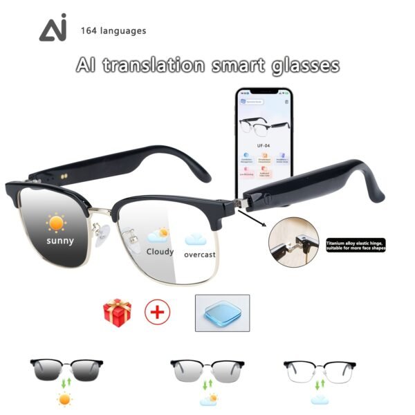 AI Smart Glasses, Smart Glasses With 160 Languages Real Time Translation Support, Chat GPT System, Hvesbsfsy New Multi-functional Audio Glasses For Men And Women, Built-in Microphone And Speaker, HD Voice Calls And HIFI Music Quality