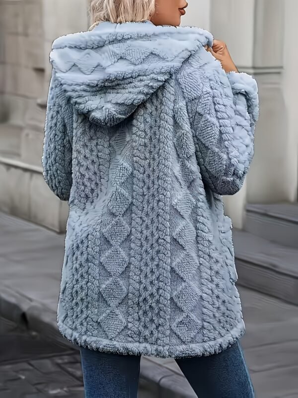 Solid Color Double-Sided Plush Zip-Up Hooded Cardigan Women's Casual Mid-Length Plush Coat for Autumn and Winter