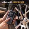 Portable Wireless Tire Inflator, 150PSI High-Pressure Air Compressor, 3x Faster Inflation, Digital Tire Pressure Display, 2000mAh X 2 High-Capacity Batteries, Auto-Stop When Full, Built-in LED Light, Multi-Function Inflation Nozzle