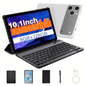 Android 15 Tablet Super Value Bundle, Includes Keyboard And Protective Case, 8GB+128GB Large Storage, 10.1-Inch FHD Screen, Supports 5G Dual SIM Dual Standby And Wi-Fi 6, Student Preferred, Multiple Colors Optional, Student Tablet, Tablet, Pad