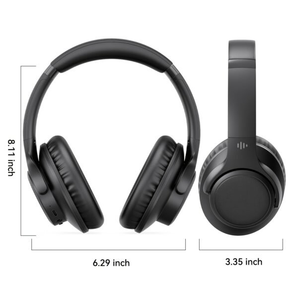 KVIDIO Bluetooth 6.0 Wireless Headphones, 65 Hours Playtime, Sealed Type, Microphone Included, Soft Earmuffs &Light Weight for Prolonged Waring for PC/Travel/School/iPad