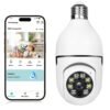 1/2pcs Smart WiFi Bulb /Outdoor, 1440P HD 360° Panoramic Surveillance, Motion Detection Alarm with Two-Way Talk, Night Vision, - Plug & Play Bulb for Home/Hospital/Store Monitoring (App-Control