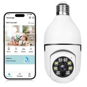 product-fancy-e81236ca-2395-4602-900f-626a301f4bfd 1/2pcs Smart WiFi Bulb /Outdoor, 1440P HD 360° Panoramic Surveillance, Motion Detection Alarm with Two-Way Talk, Night Vision, - Plug & Play Bulb for Home/Hospital/Store Monitoring (App-Control