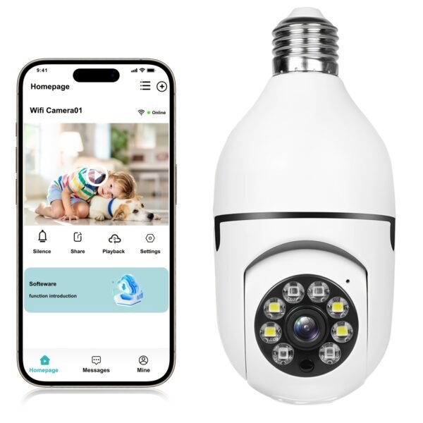 1/2pcs Smart WiFi Bulb /Outdoor, 1440P HD 360° Panoramic Surveillance, Motion Detection Alarm with Two-Way Talk, Night Vision, - Plug & Play Bulb for Home/Hospital/Store Monitoring (App-Control