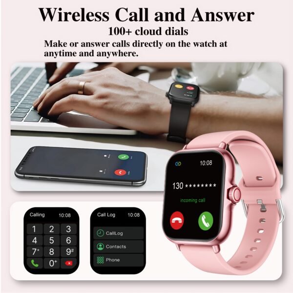 1.83-Inch Multifunctional Full Touch Screen Sports Smart Watch with Answer Make Call, Fitness Tracker, Voice Assistant, Remote Photography, Alarm Clock, Music Control, Information Alerts, Pedometer, Vibrant Display