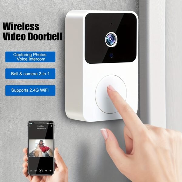 Wireless Video Doorbell with Two-Way Communication, Wi-Fi Connectivity, High Definition, Night Vision Capabilities, Remote Control Via App, Easy Setup, And HD Cameras for Home Security