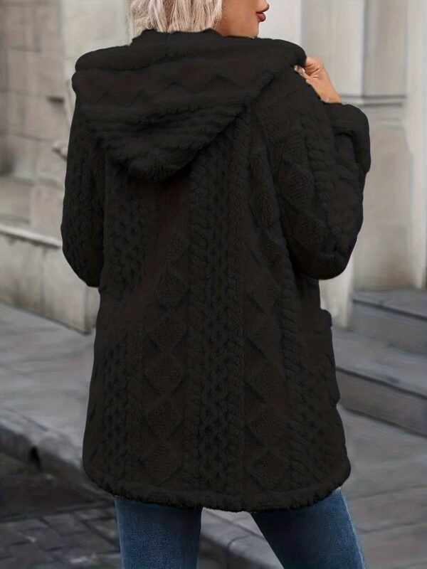 Solid Color Double-Sided Plush Zip-Up Hooded Cardigan Women's Casual Mid-Length Plush Coat for Autumn and Winter