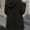 Solid Color Double-Sided Plush Zip-Up Hooded Cardigan Women's Casual Mid-Length Plush Coat for Autumn and Winter