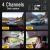 BCUOZ 360° Panoramic 3/4-Channel 1080P Full HD Ultimate Safety Dash Cam Set, 1080P Front + 720P Rear/Left/Right All-Round Coverage, 2.4" Quad-Screen Split Display, Super Night Vision, WDR, G-Sensor, Loop Recording - Auto Parts/ Car Dashboard Camera/