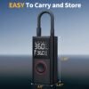 Portable Wireless Tire Inflator, 150PSI High-Pressure Air Compressor, 3x Faster Inflation, Digital Tire Pressure Display, 2000mAh X 2 High-Capacity Batteries, Auto-Stop When Full, Built-in LED Light, Multi-Function Inflation Nozzle