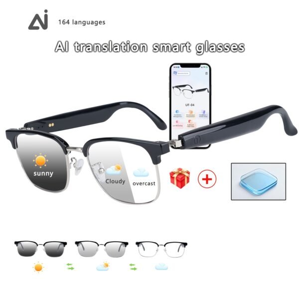 AI Smart Glasses, Smart Glasses With 160 Languages Real Time Translation Support, Chat GPT System, Hvesbsfsy New Multi-functional Audio Glasses For Men And Women, Built-in Microphone And Speaker, HD Voice Calls And HIFI Music Quality