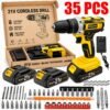 [21V Cordless Drill Set] 1/18/30/32/35/136/148pcs Electric Drill Tool Box Set | Rechargeable Cordless Drill Set with 2 Batteries, Cordless Drill Driver with Hand Tools, Screwdriver, Bit Set, And Tool Box for Home Repair, Gift for Men