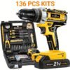 [21V Cordless Drill Set] 1/18/30/32/35/136/148pcs Electric Drill Tool Box Set | Rechargeable Cordless Drill Set with 2 Batteries, Cordless Drill Driver with Hand Tools, Screwdriver, Bit Set, And Tool Box for Home Repair, Gift for Men