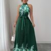 Fashionable New Women'S Summer Halter Floral Print Pleated Dress