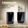 Magnetic Wireless Charging Power Bank, 5000/10000mAh Battery 15W Fast Wireless Charging 22.5W PD Fast Charging Power Bank, 2 Outputs And Dual Input External Battery Pack for Ios 16/15/14/13/12/11 And Other Android Universal