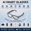 Budget Wearable AI Eyeglasses with Camera Flashlight, Instant Multi-Language Translation, Touch Control, Voice Assistant for Call, Music And Video Record