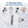 Shower Head, High Pressure Rainfall/Handheld Shower Combo With 15'' Extension Arm, 3 Settings, Anti-Leak Shower Head With Holder, Height/Angle Adjustable, Chrome, Matte Black