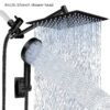 Shower Head, High Pressure Rainfall/Handheld Shower Combo With Extension Arm, 9 Settings, Anti-Leak Shower Head With Holder, Height/Angle Adjustable, Chrome, Matte Black